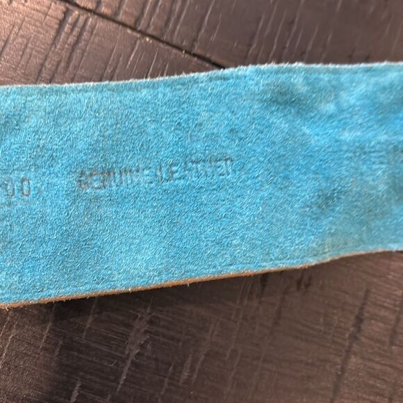 Vintage Tassel Genuine Leather Perforated Tan Brown Turquoise Western Boho Belt  main image 5